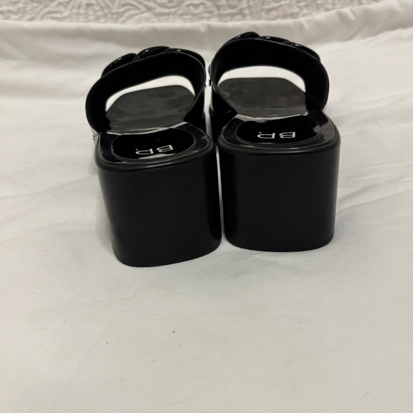 BP. Black chunky slides heels with plastic chain size 8 square toe open toe - Picture 4 of 7
